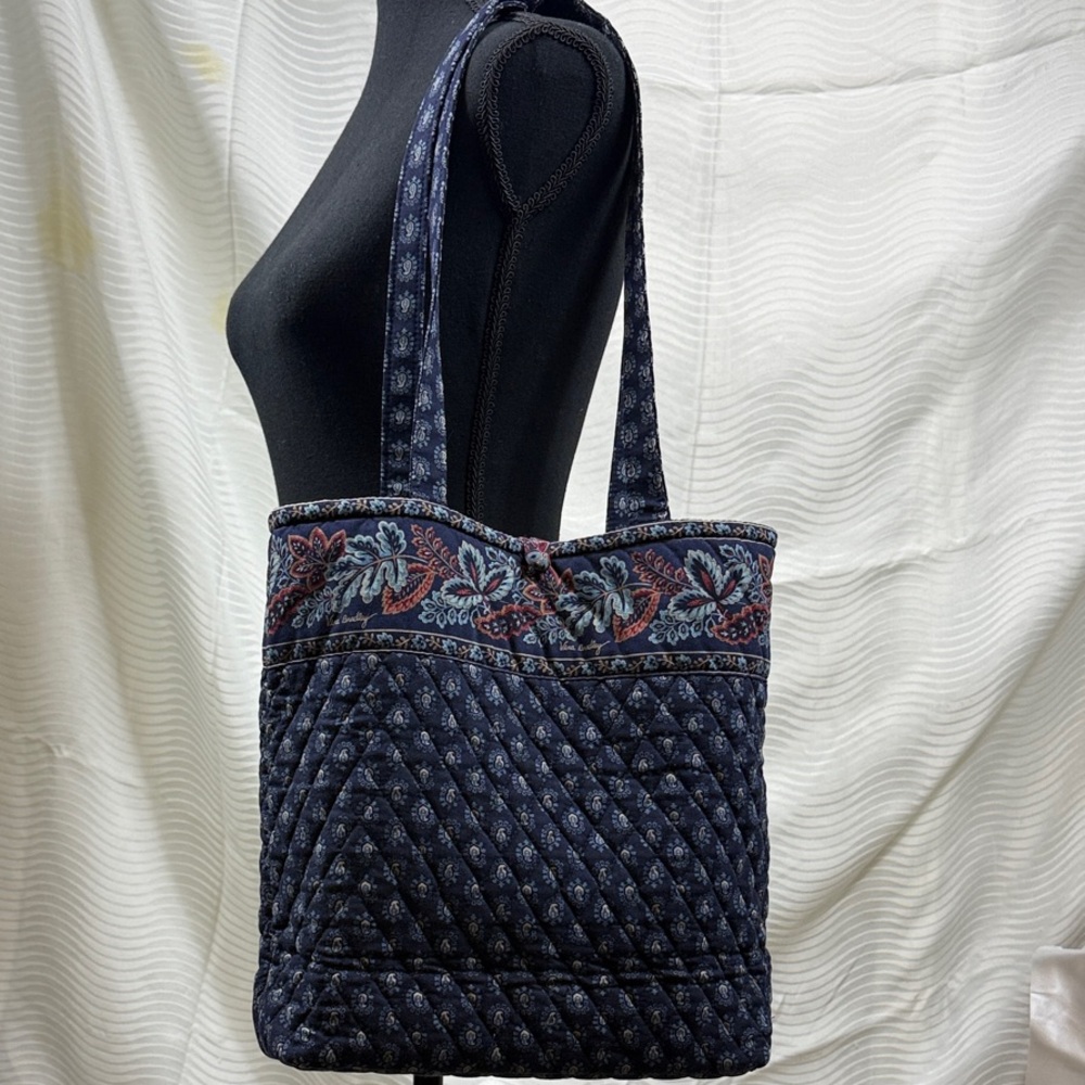 Vera Bradley Navy and Burgundy Quilted Tote